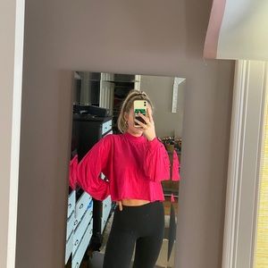 Urban Outfitters hot pink mock neck long sleeve